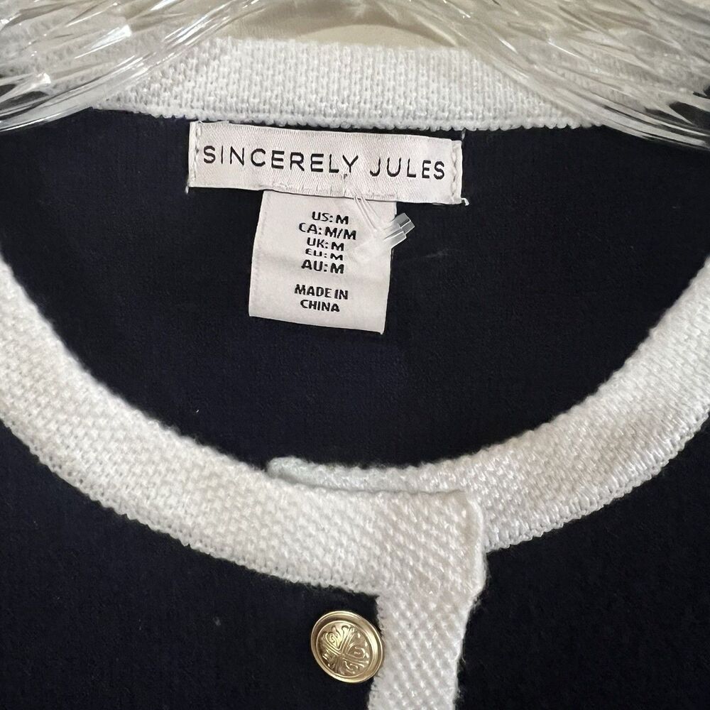 Sincerely Jules Navy Knit Button Vest Sz M NWOT - Picture 5 of 7
